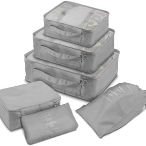 Set de 6 organizatoare pentru bagaje Erliway, tesatura oxford, gri