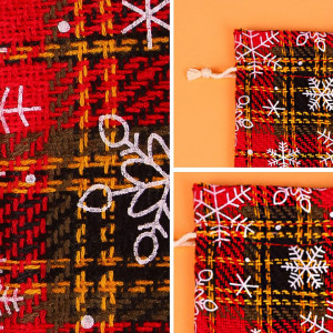 Set de 6 saculeti pentru surprize de Craciun HUIEYE, textil, multicolor, 13 x 18 cm - Img 6