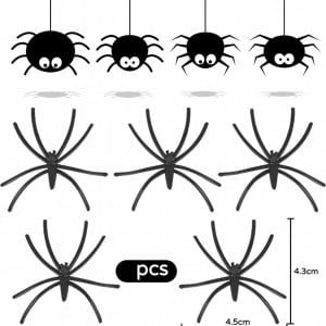Set de 60 de paianjeni Halloween Funklu, plastic, negru, 4.5 x 4 cm - Img 5