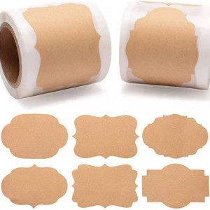 Set de 600 de etichete autoadezive Bessy Shop, maro, hartie, 3 x 5 cm