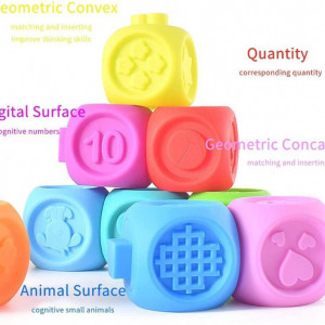 Set de 8 cuburi de joaca pentru copii Goorder, silicon, multicolor - Img 6