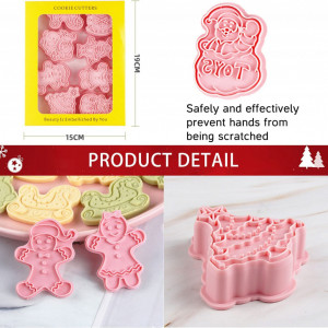 Set de 8 forme pentru biscuiti de Craciun Sunshine smile, plastic, roz - Img 6
