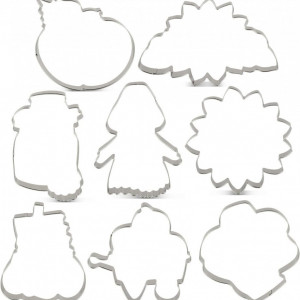 Set de 8 forme pentru prajituri de Halloween KENIAO, otel inoxidabil, argintiu, 10 - 13 cm - Img 3