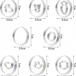 Set de 8 forme pentru prajituri Sinwind, otel inoxidabil, argintiu, 7 x 5,5 cm - Img 7