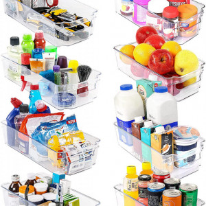 Set de 8 organizatoare pentru frigider Kichly, plastic, transparent - Img 1