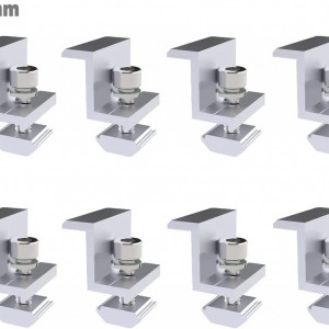Set de 8 suporturi pentru panou solar Mevige, metal, argintiu, 35 x 40 x 30 mm - Img 1