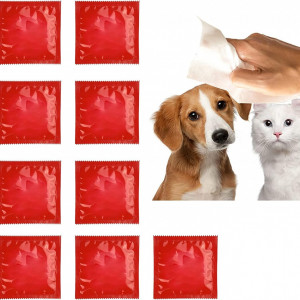Set de 9 servetele umede pentru animale de companie Kiuiom, alb, textil, 15 x 16,5 cm 
