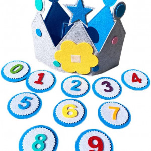 Set de coroana cu numere pentru aniversare copii Bayge, pasla, multicolor, 20 x 25 cm