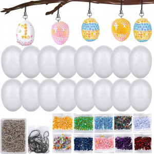 Set de creatie 16 oua cu accesorii pentru decorat Akoemxeeo, plastic, multicolor, 4,5 x 6 cm