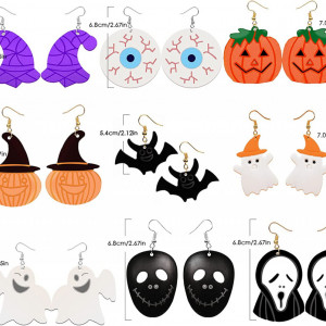 Set de creatie cu 9 matrite si 100 carlige pentru cercei de Halloween Pwsap, silicon/metal, multicolor - Img 2