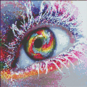 Set de creatie cu diamante ParNarZar, panza/rasina, model ochi, multicolor, 25 x 30 cm - Img 6
