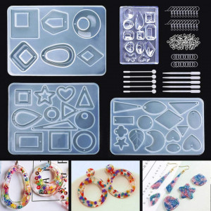Set de creatie cu matrite si accesorii pentru bijuterii WXLAA, silicon/plastic/metal, alb/argintiu - Img 1