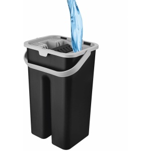 Set de curatenie Vanora Home Master Clean, mop plat cu stoarcere automata, 2 piese, plastic/ inox, negru/gri - Img 4