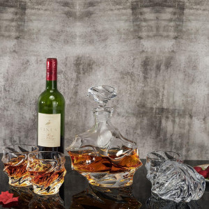 Set de decantor cu 4 pahare de Whiskey, sticla de cristal, transparent - Img 4