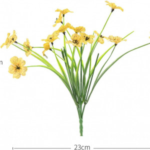 Set de flori artificiale Magriaid, 18 fire, matase/plastic, verde/galben, 23 x 32 cm - Img 3