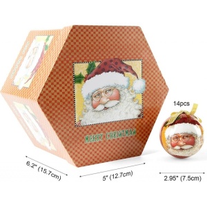 Set de globuri pentru Craciun Abxmas, 14 piese, plastic, multicolor, 7,5 cm - Img 4