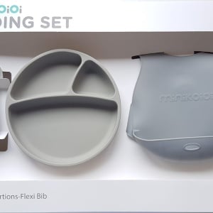 Set de hranire BWL II Minikoioi, 100% Premium Silicone â€“ Powder Grey - Img 4