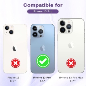 Set de husa si 2 folii de protectie ecran pentru iPhone 13 Pro Petocase, piele PU/sticla securizata, violet, 6,1 inchi