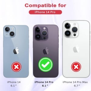 Set de husa si 2 folii de protectie ecran pentru iPhone 14 Pro Petocase, piele PU/sticla securizata, albastru, 6,1 inchi