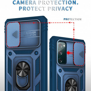 Set de husa si 2 folii de protectie pentru Samsung Galaxy S20 FE 5G/4G/2022 YNMEacc, poliuretan/sticla securizata, transparent/albastru, 6,5 inchi - Img 7