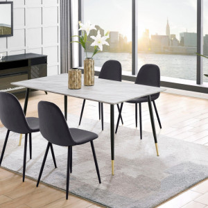 Set de living Monza Eadwine masa + 4 scaune, MDF, antracit/negru, 160x90x76 cm - Img 1