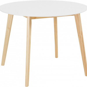Set de living Veneto / Cody masa + 4 scaune, MDF/tesatura, alb, diamentru 105 cm - Img 6