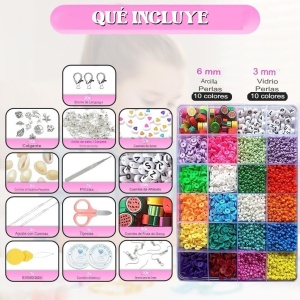 Set de margele cu accesorii pentru creat bratari/coliere CasBur, argila polimerica/metal, multicolor, 265 piese