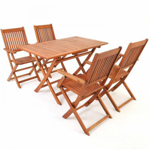 Set de masa si 4 scaune de gradina Aragon, lemn de salcam