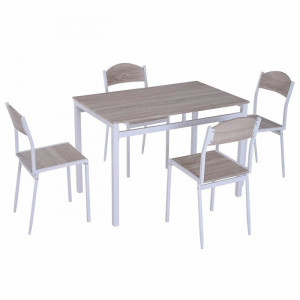 Set de o masa si 4 scaune Randles, alb/maro - Img 5
