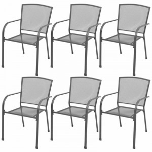 Set de o masa si 6 scaune de gradina Tillie, metal, antracit - Img 3