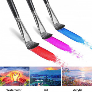 Set de pensule cu paleta si spatule pentru pictura Artkaler, negru, lemn/plastic/metal, 20 piese - Img 3