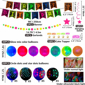 Set de petrecere cu 60 de accesorii fluorescente Osugin, latex, hartie, multicolor - Img 7