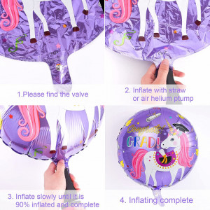 Set de petrecere pentru 9 ani Colmanda, latex/folie, model unicorn, multicolor, 32 piese - Img 4