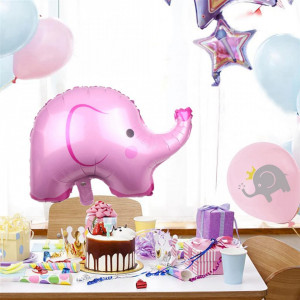 Set de petrecere pentru bebelusi Feelairy, latex/folie, roz, 17 piese - Img 3