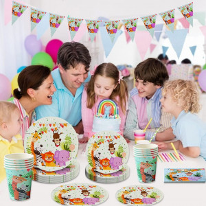 Set de petrecere pentru copii Amycute, animale, hartie, multicolor, pentru 20 persoane - Img 2
