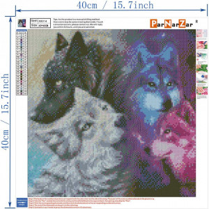 Set de pictura cu diamante ParNarZar, model lupi, multicolor, 40 x 40 cm - Img 4