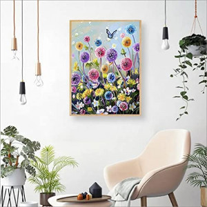 Set de pictura cu diamante Pttozan, flori, multicolor, 30 X 40 cm - Img 5