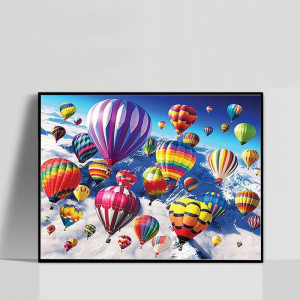 Set de pictura cu diamante Wtxzaqkk, model baloane cu aer cald, cu rama, multicolor, 30 x 40 cm - Img 5
