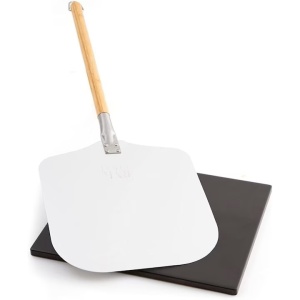 Set de pizza, lopata din aluminiu 30.5 x 85 cm, piatra de copt 38 x 30 cm, Negru, Resigilat, Grad A