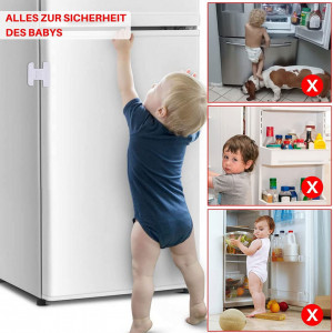 Set de protectii si incuietori pentru frigider si aragaz pentru siguranta copiilor Cantik, plastic, transparent/alb/roz - Img 3