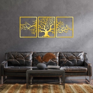 Set decoratiuni de perete Re-Bloom, 3 piese, metal, auriu, 49 x 60 cm - Img 2