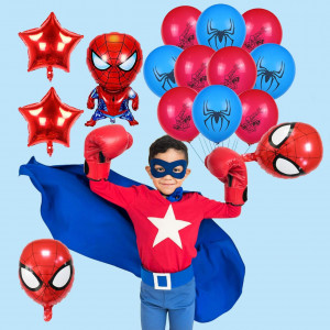 Set decoratiuni pentru petrecere Smileh, model Spider Man, folie/latex, multicolor, 17 piese