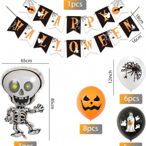 Set decoratiuni pentru petrecerea de Halloween JAHEMU, folie/latex, multicolor, 22 piese - Img 7