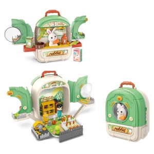 Set ghiozdan jucarie 3 in 1 Rovo 999-2, Iepuras, Fermier, Accesorii incluse - Img 1