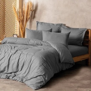 Set husa pilota + 2 fete de perna, bumbac ranforce 100%, 200x200 cm + 2x80x80 cm, gri - Verificat A · Re-Bloom