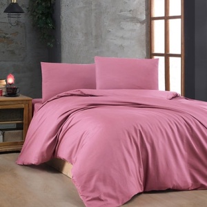Set husa pilota + fata de perna, bumbac ranforce 100%, 117g/m², 135x200 cm + 80x80 cm, roz - Verificat B · Re-Bloom