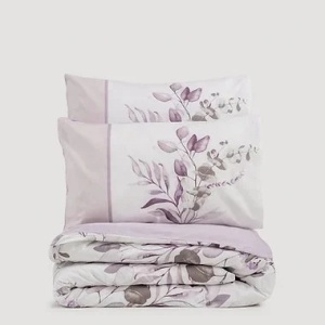 Set husa pilota + fata de perna, bumbac ranforce 100%, 155x220 cm + 80x80 cm, alb/violet - Verificat A · Re-Bloom - Img 2