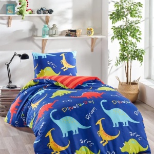 Set husa pilota + fata de perna copii, 65% bumbac/35% poliester, 140x200 cm + 50x70 cm, 120 fire, lavabil 30°C, multicolor - Verificat A · Re-Bloom