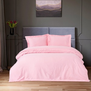Set husa pilota + fata de perna, satin bumbac 100%, 135x200 cm + 80x80 cm, roz - Verificat A · Re-Bloom