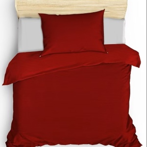 Set husa pilota + fata de perna, satin bumbac 100%, 155x220 cm + 80x80 cm, rosu inchis - Verificat A · Re-Bloom - Img 2